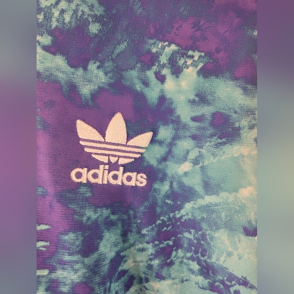 ADIDAS Originals Trefoil Blue Fern Print Lightweight Zip Up Bomber Track Jacket - Picture 7 of 12